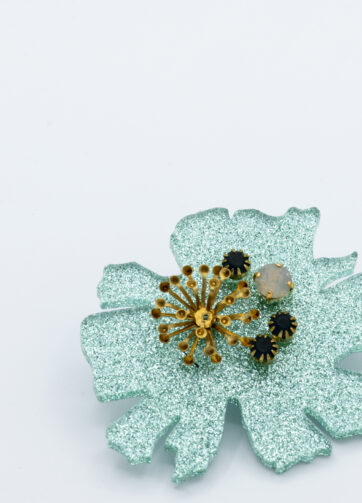 Spilla Fiore Azzurro glitter