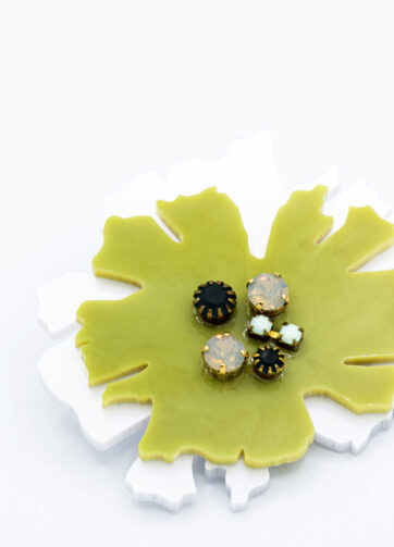 Spilla Fiore Bianco e Lime