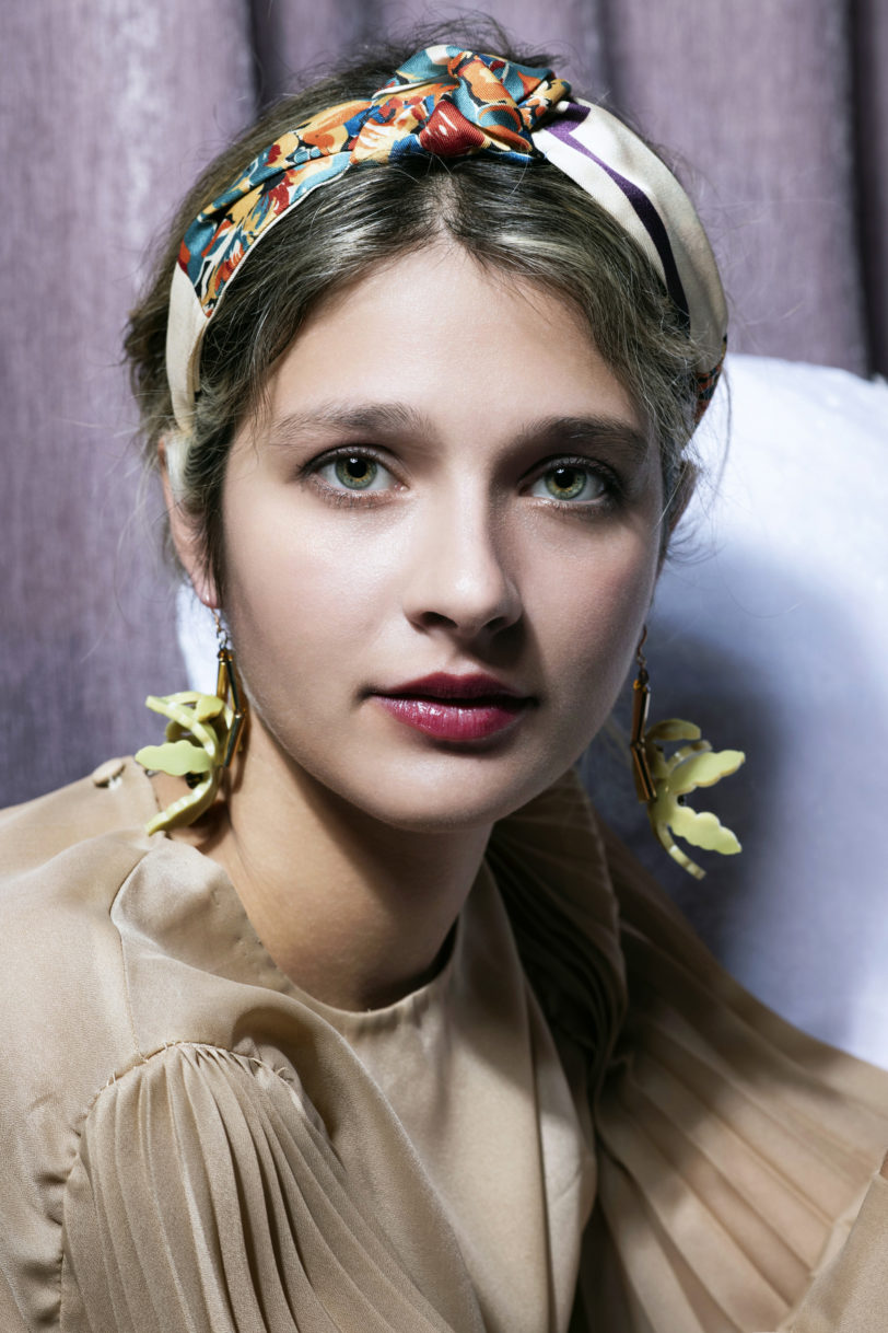 Turbante seta beige - immagine 4