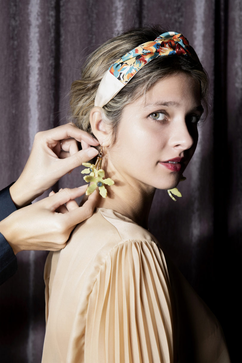 Turbante seta beige - immagine 5