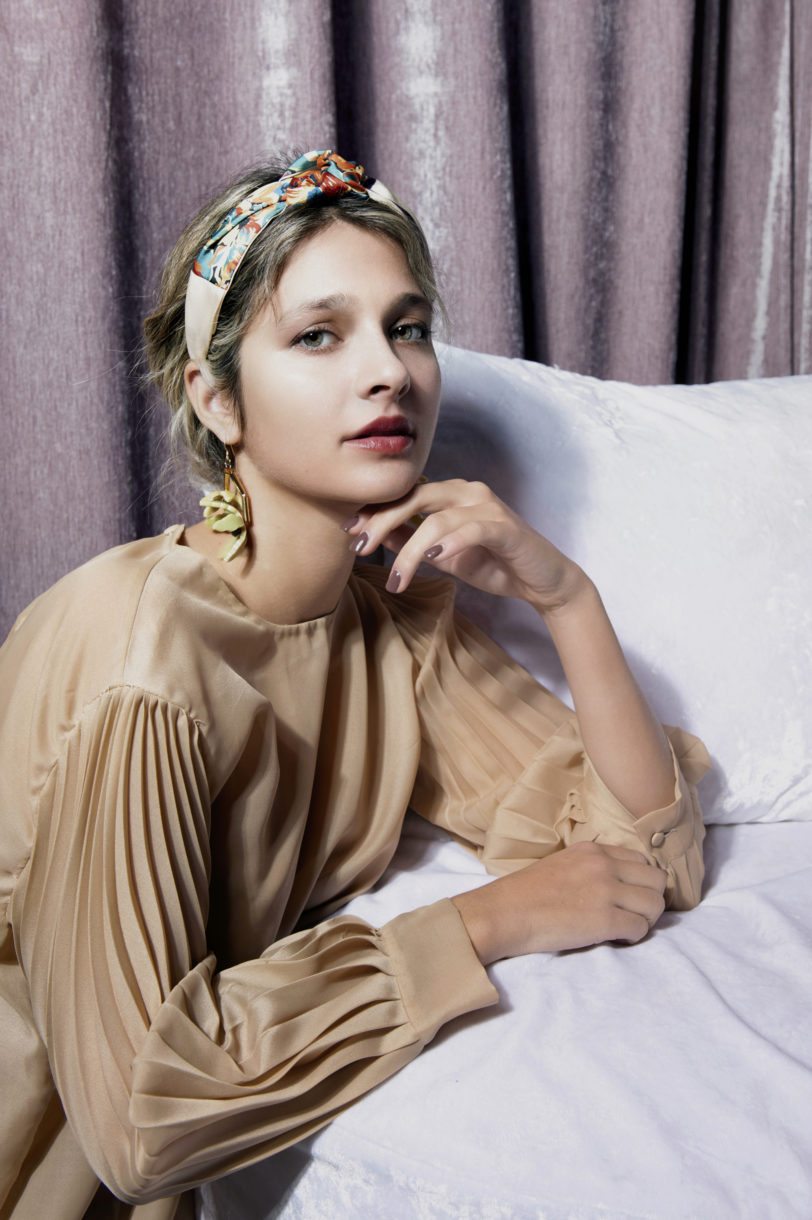 Turbante seta beige - immagine 6