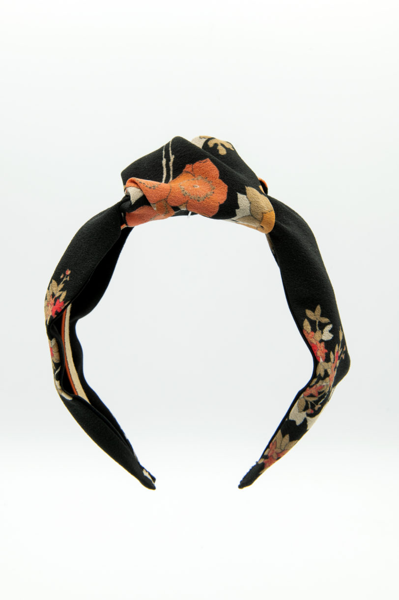 Turbante seta nero arancio - immagine 6