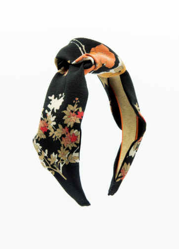 Turbante seta nero arancio