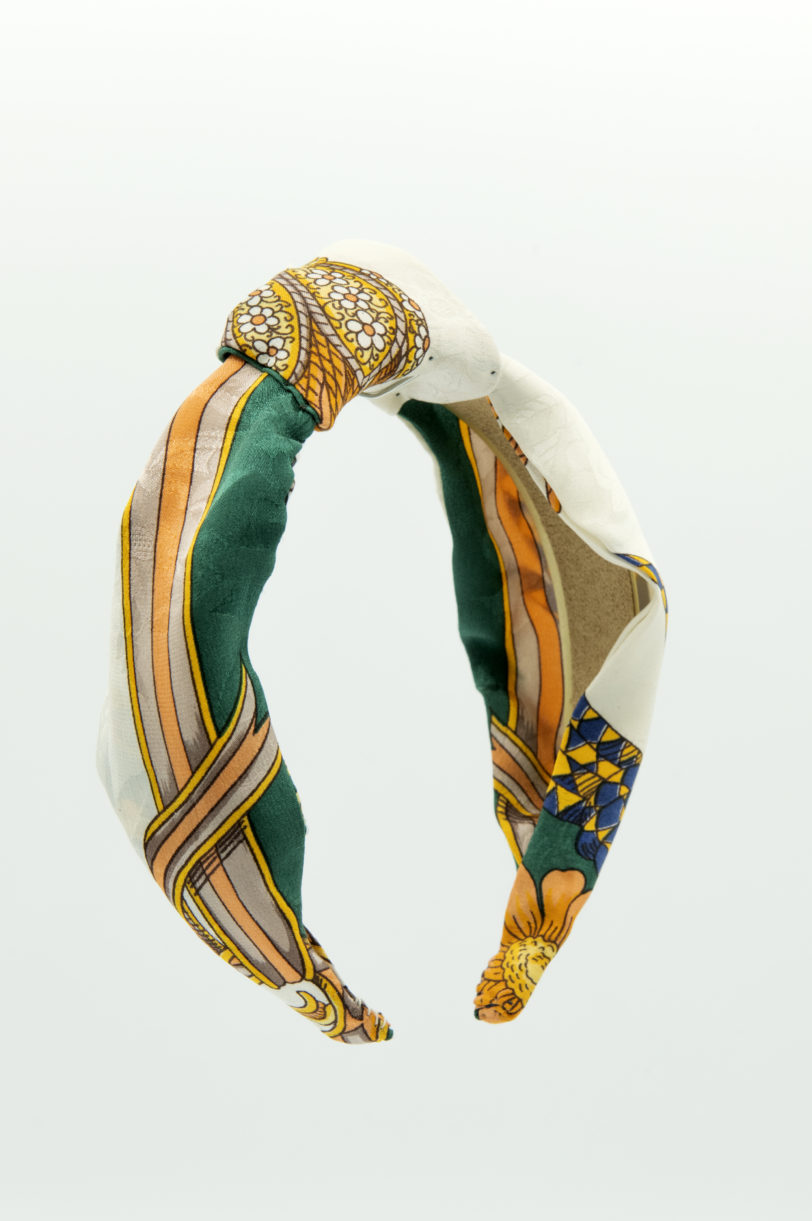 Turbante seta verde panna