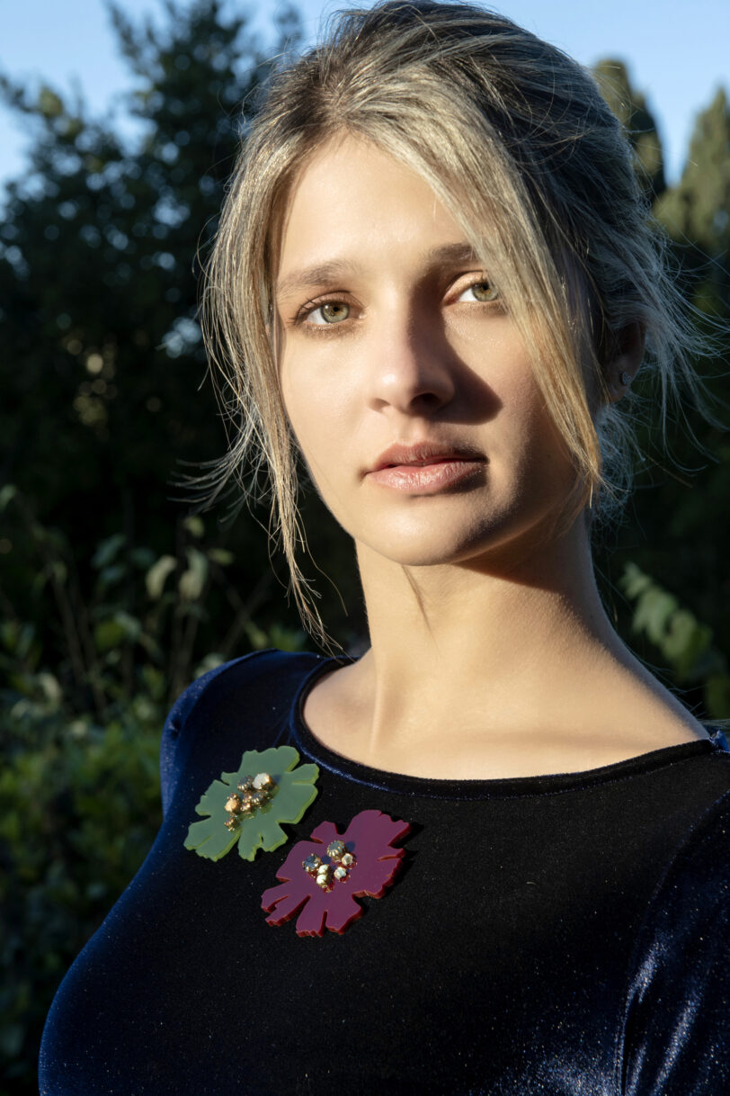 Spilla Fiore Bordò - immagine 2