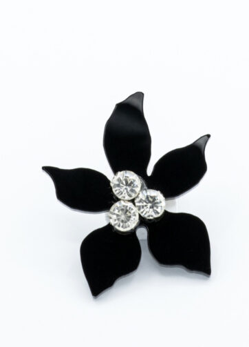 Spilla  Fiore nero piccolo strass