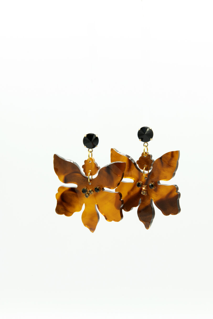 Orecchino Orchidea tartaruga - immagine 2