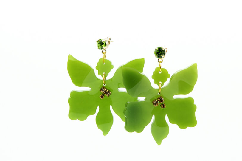 Orecchino Orchidea verde bosco - immagine 2