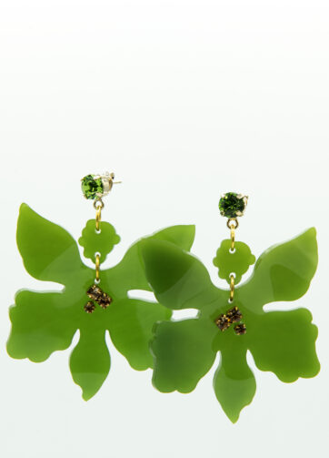 Orecchino Orchidea verde bosco
