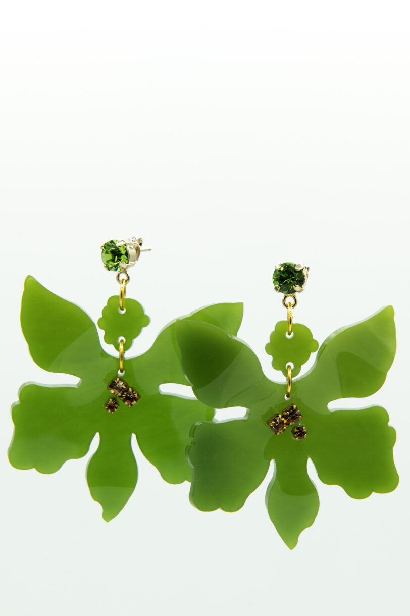 Orecchino Orchidea verde bosco